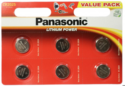 Батарейка литиевая Panasonic CR2025 диск. 3V